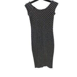 Zara Dress Geometric Black White Bodycon Short Sleeve Womens Size S
